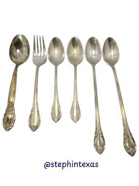 Vintage Rogers Bros 1847 Silver Plated Flatware 6-Piece Collection Floral Design
